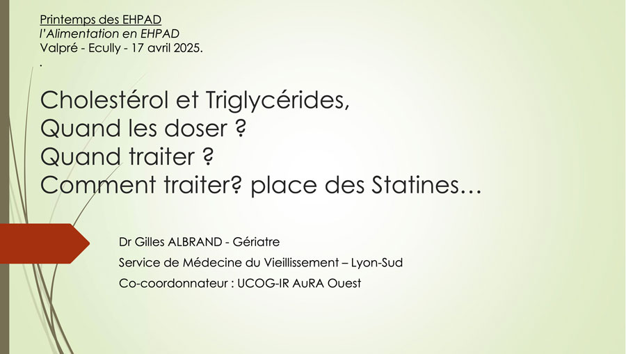 intervention Dr Albrand : cholesterol