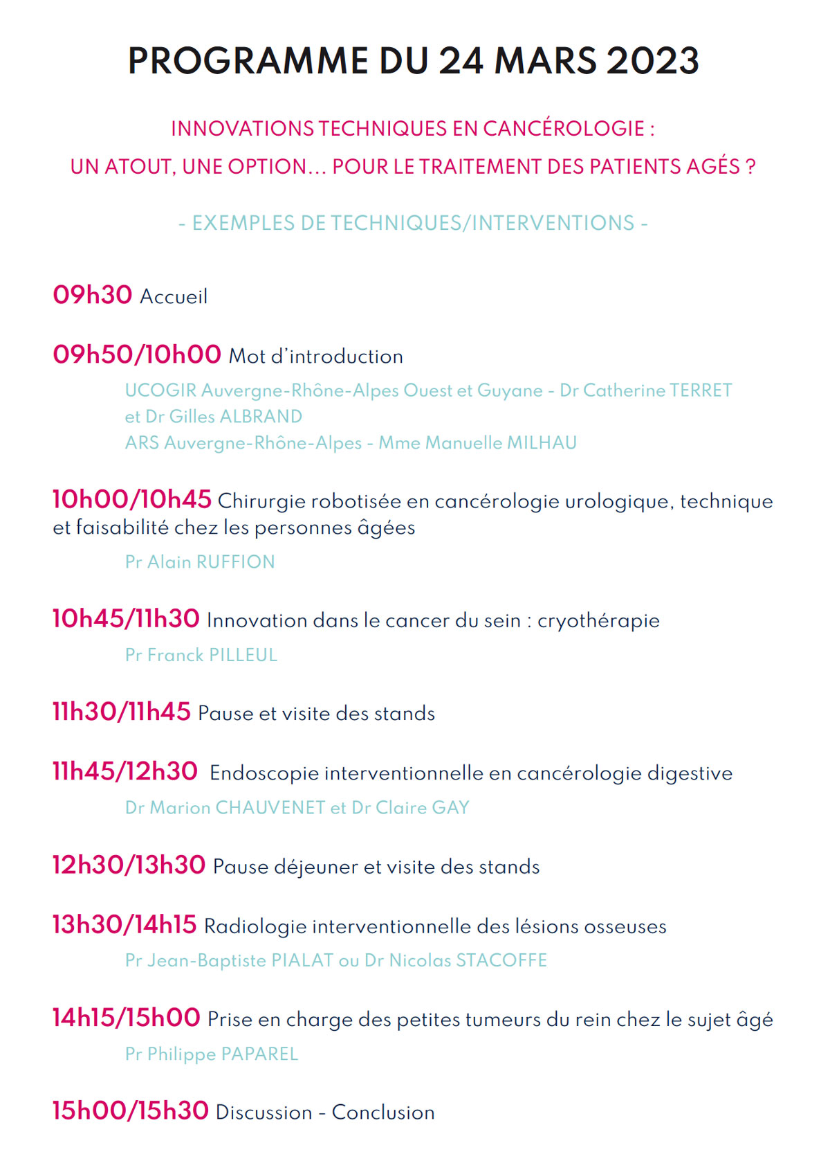 Programme 5ème JOURNÉE RÉGIONALE D’ONCO-GÉRIATRIE 2023